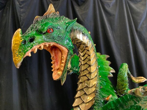 Large Huge Grand Scale Bronze Dragon Sculpture Green Statue cool